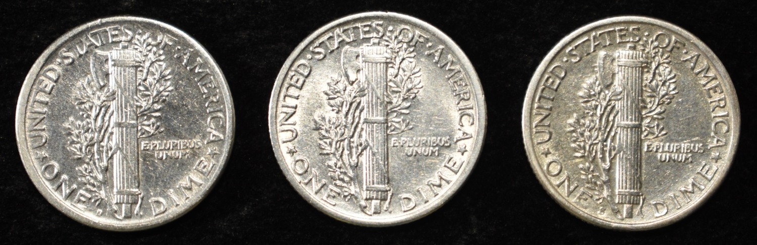 1916, 1917-S & 1920-D MERCURY DIMES