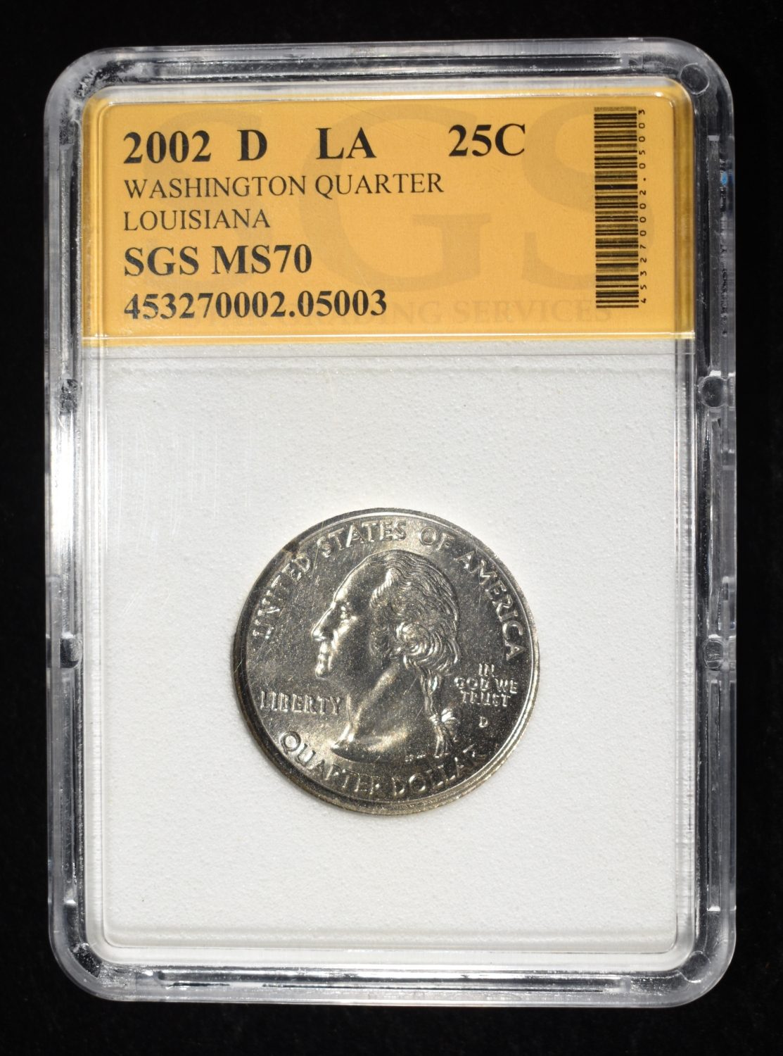 2002-D WASHINGTON QUARTER SGS PERFECT GEM BU