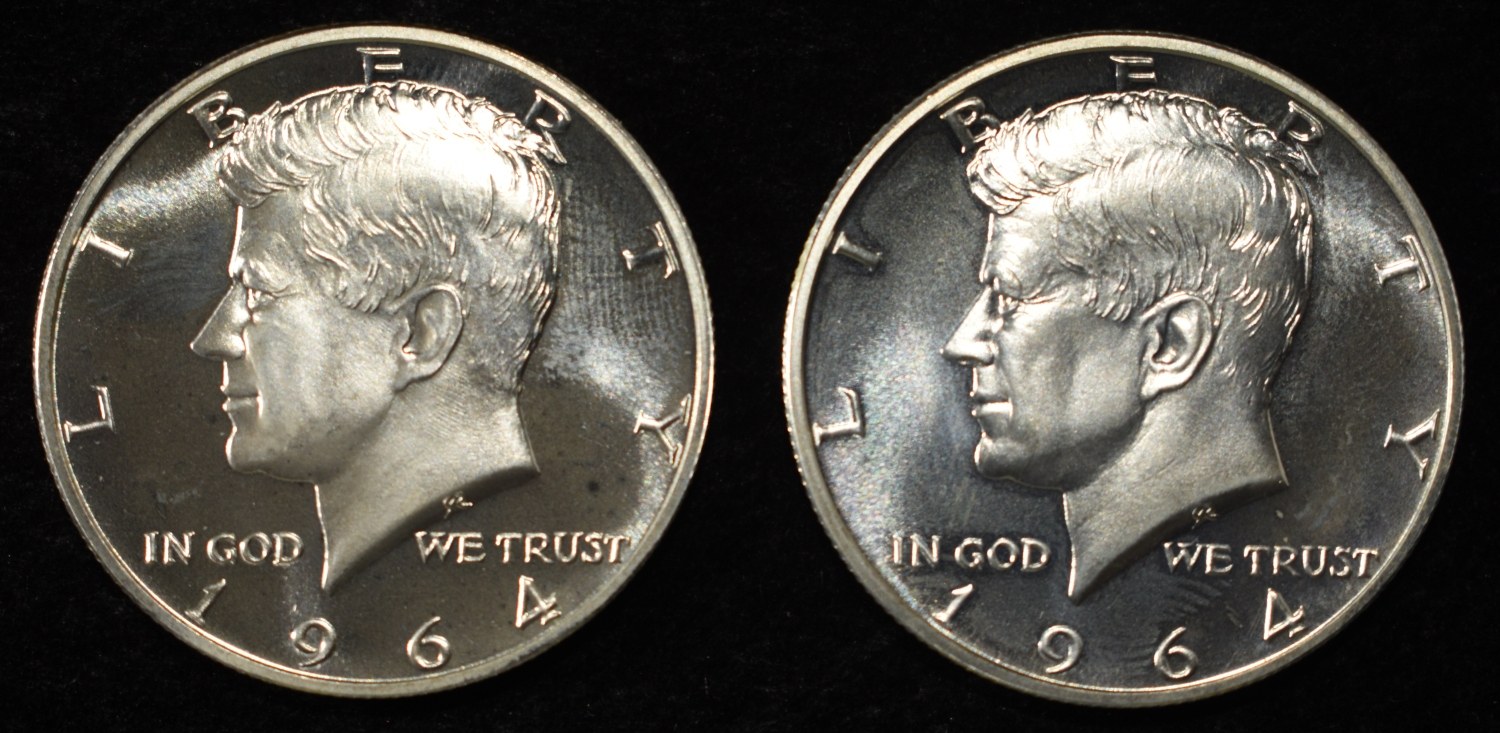 (2) 90% SILVER 1964 KENNEDY HALF DOLLARS PROOF BU