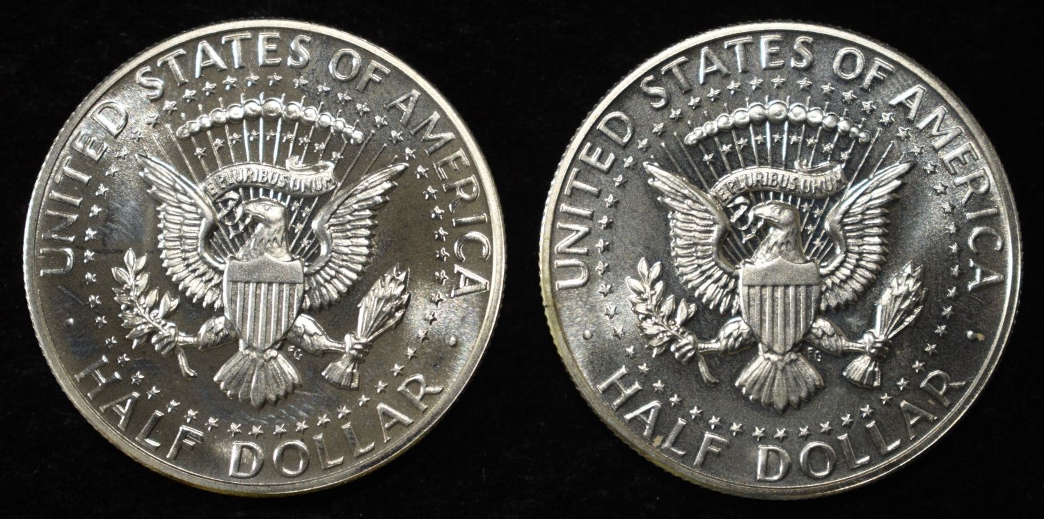 (2) 90% SILVER 1964 KENNEDY HALF DOLLARS PROOF BU