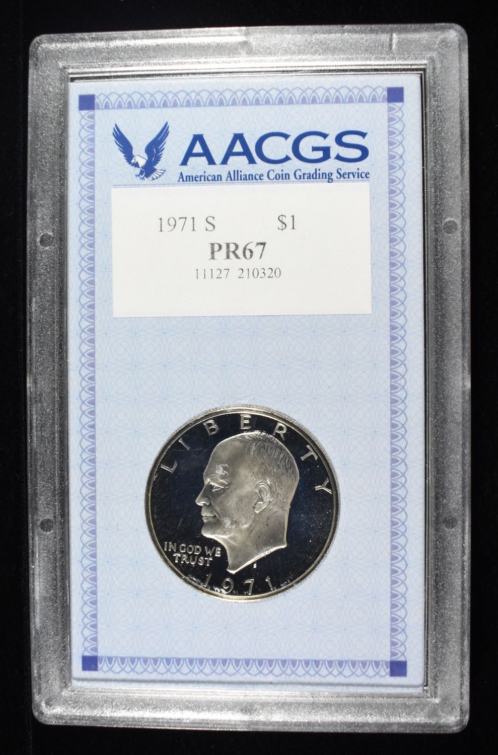 1971-S EISENHOWER DOLLAR AACGS SUPERB GEM PROOF