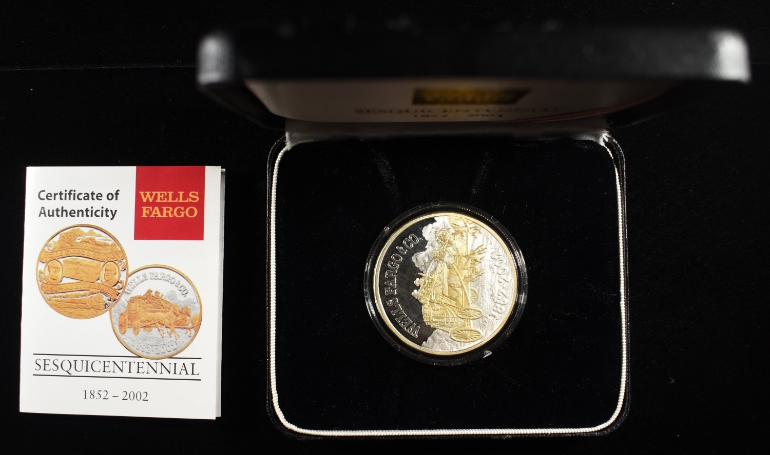 WELLS FARGO .999 SILVER ROUND W/24K GOLD PLATE