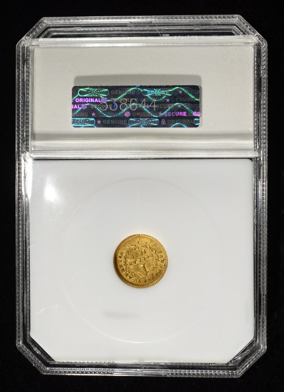 1849 $1 GOLD TYPE 1 PCI GEM BU CLOSED WREATH