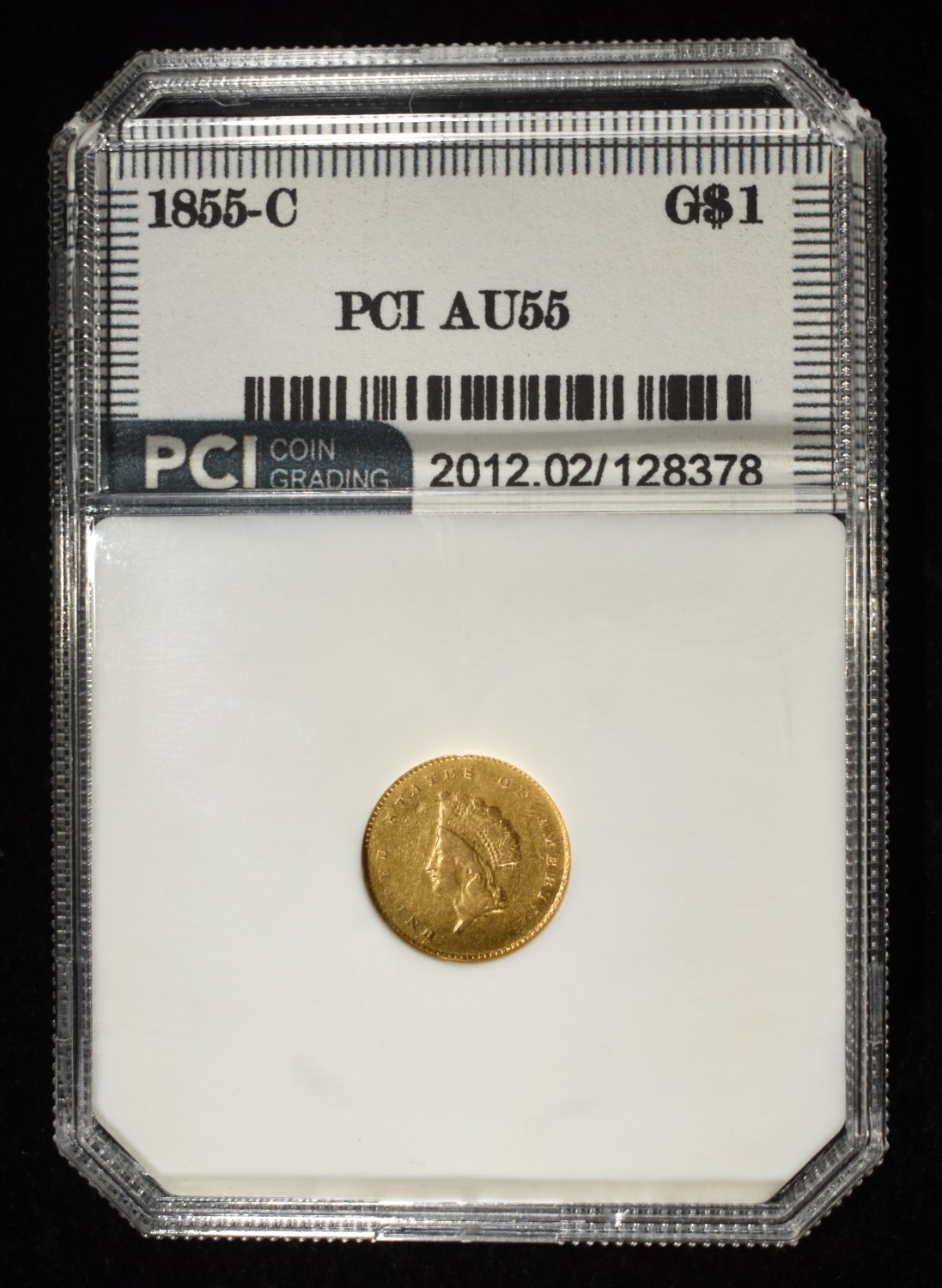 1855-C $1 GOLD TYPE-1 PCI AU/BU