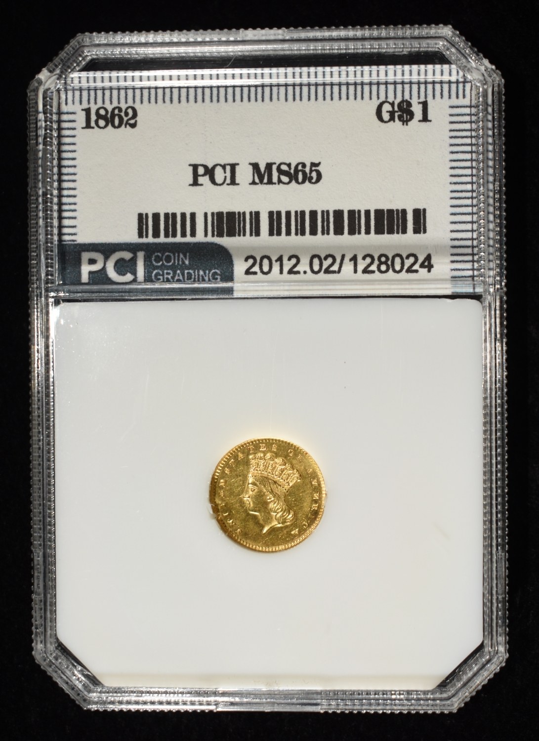 1862 $1 GOLD PCI GEM BU
