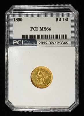 1850 $2.50 LIBERTY GOLD PCI CH/GEM BU. LEADERS IN ON-LINE AUCTIONS ESTIMATE $4100 - $4600.