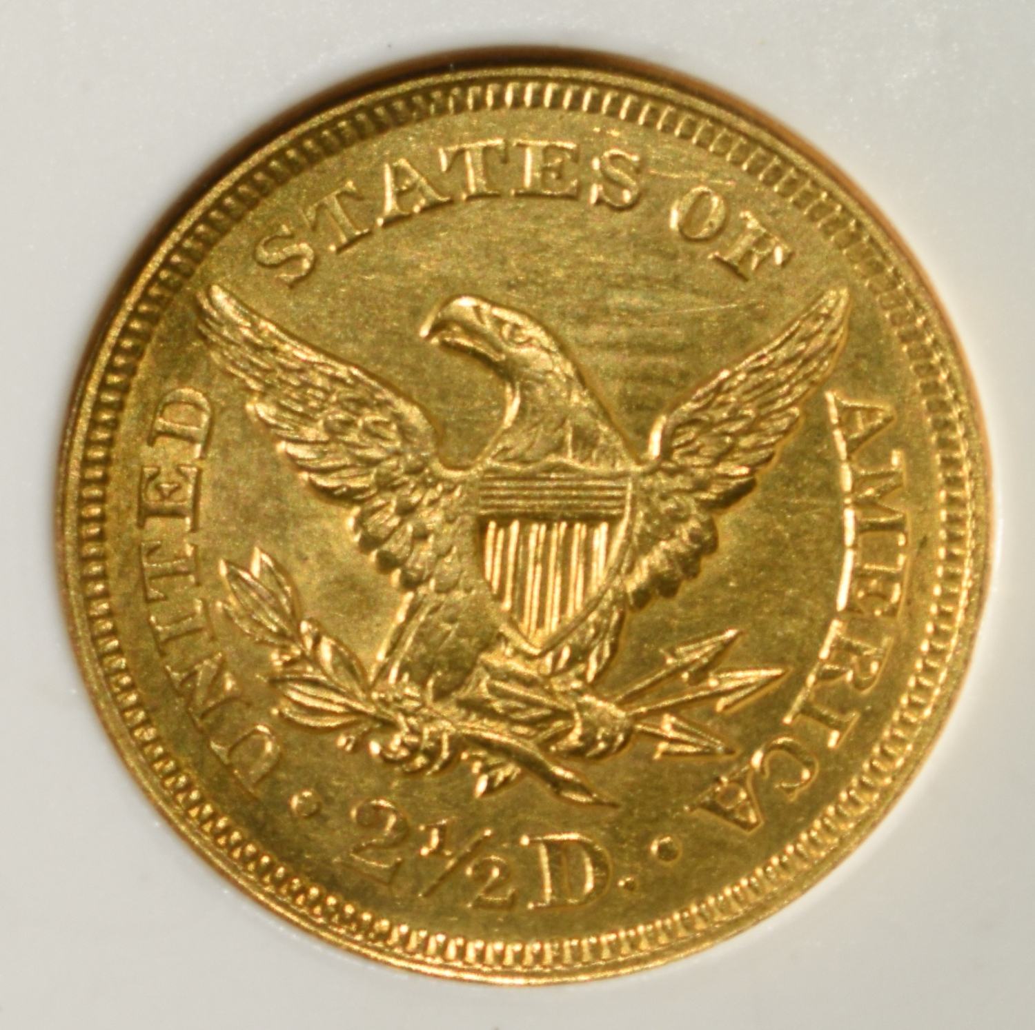 1850 $2.50 LIBERTY GOLD PCI CH/GEM BU