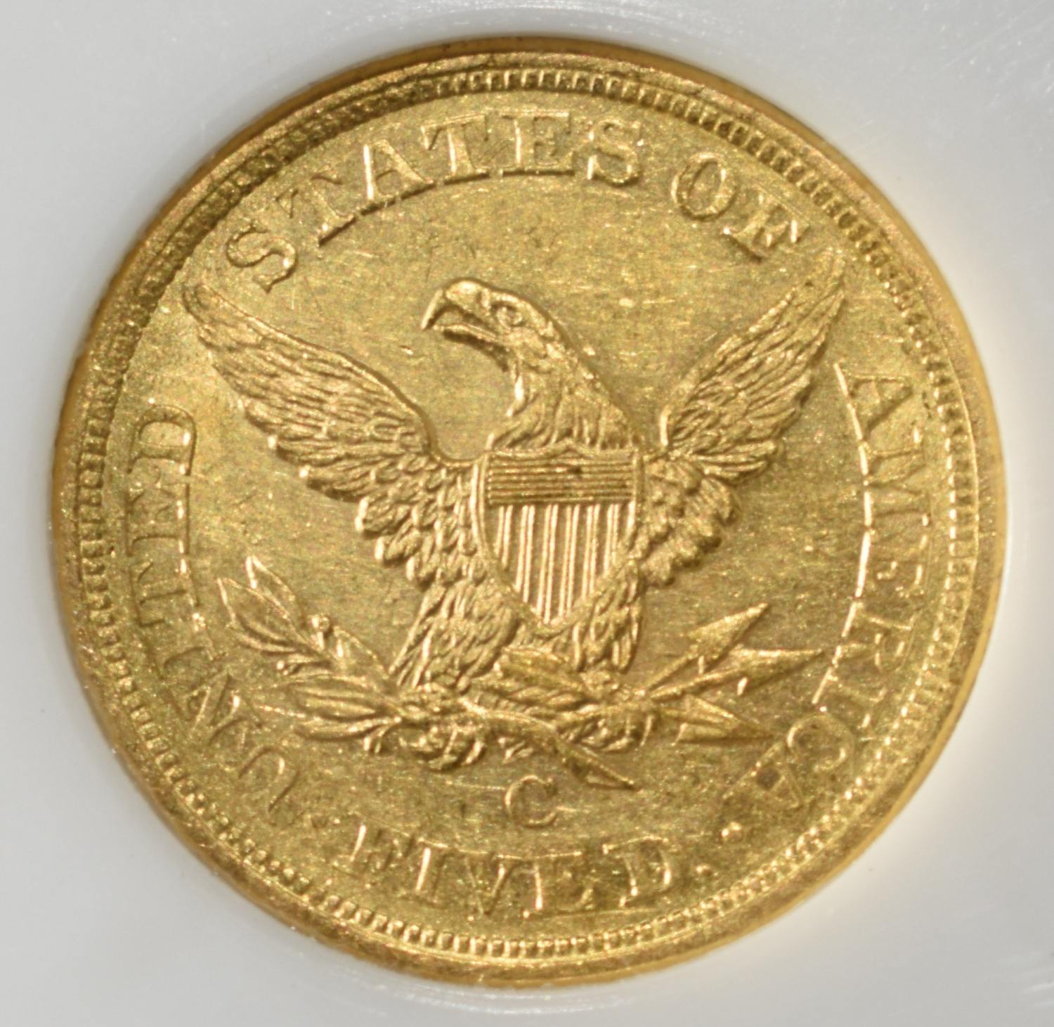 1857-C $5 GOLD PCI BU