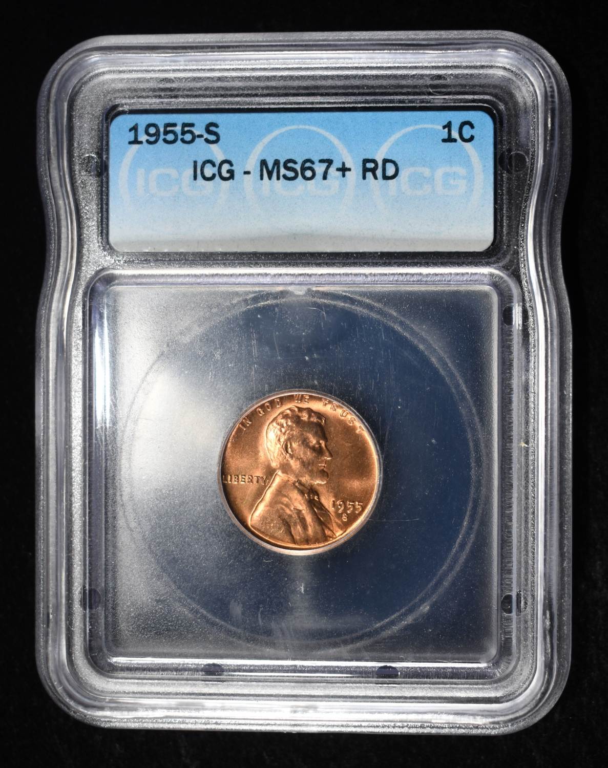 1955-S WHEAT CENT ICG MS67+RD