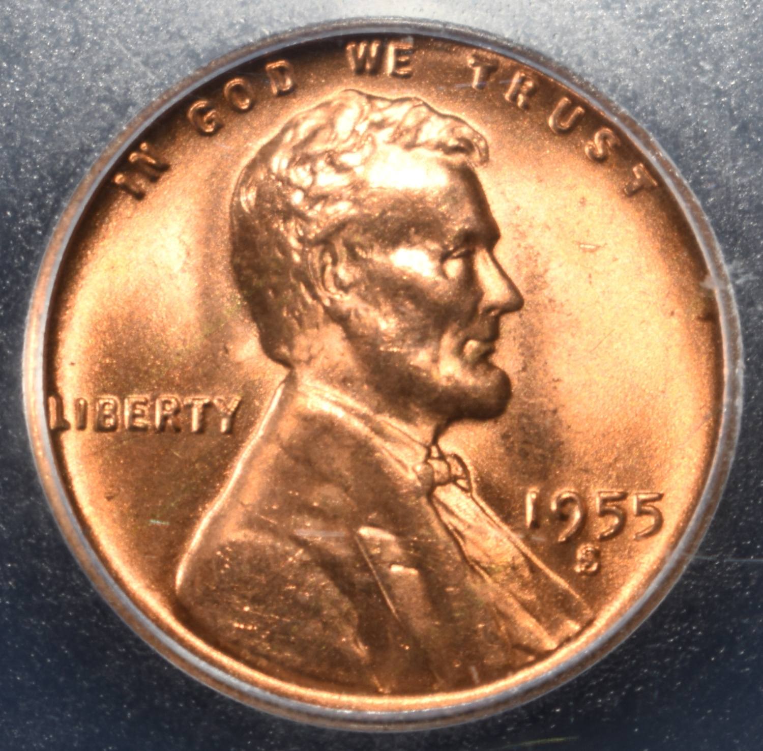 1955-S WHEAT CENT ICG MS67+RD