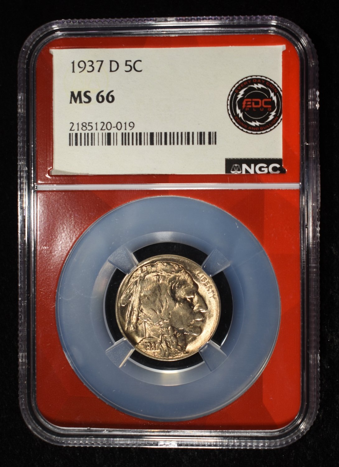 1937-D BUFFALO NICKEL NGC MS66