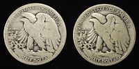 1917-S & 1919-S WALKING LIBERTY HALF DOLLARS. TOP RATED AUCTION HOUSE ESTIMATE $150 - $200.Image - 1