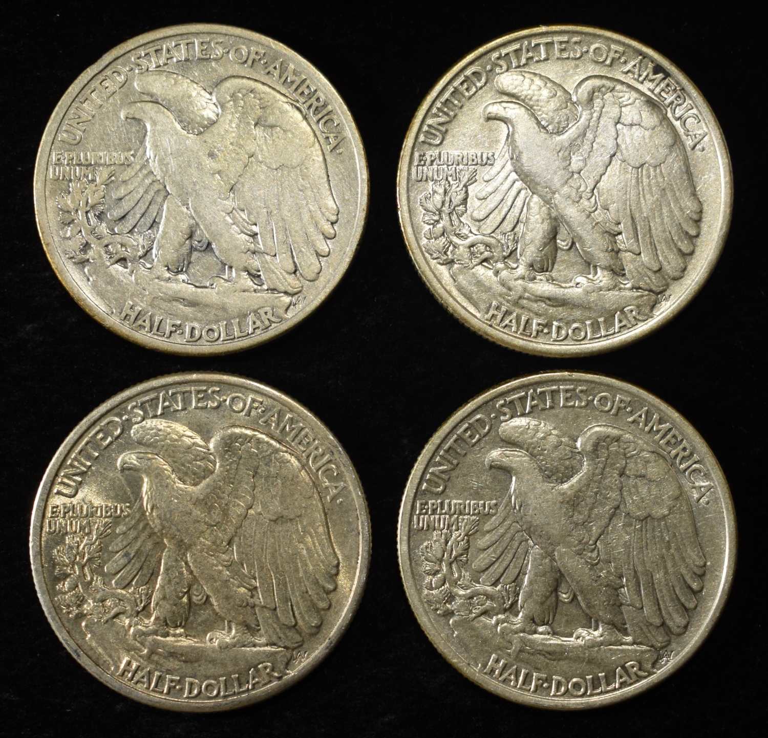 1936, 37, 38, 39 WALKING LIBERTY HALF DOLLARS