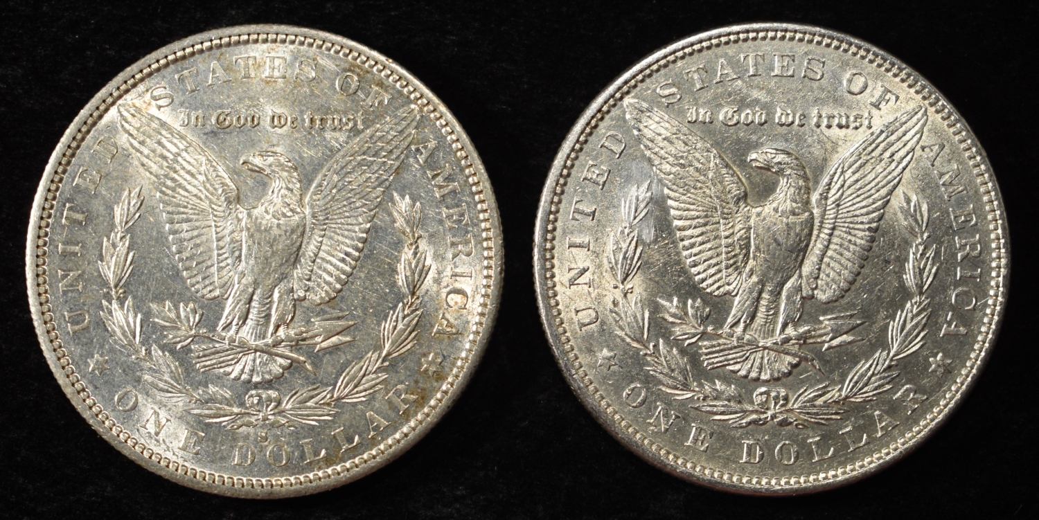 1879 & 1881-S MORGAN DOLLARS CH AU