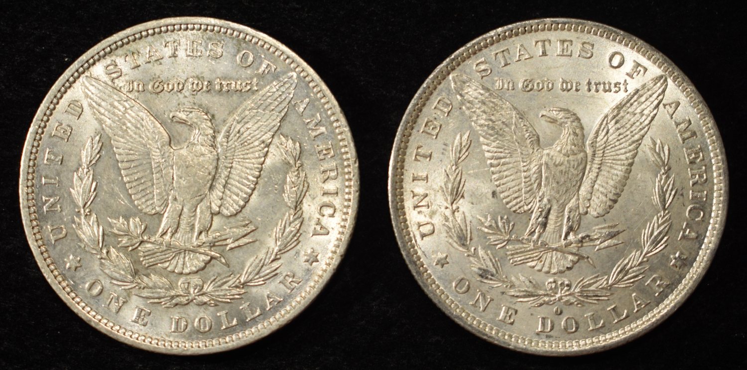 1881-O & 1896 MORGAN DOLLARS CH AU