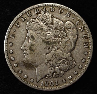 1901-O MORGAN DOLLAR. LEADERS IN ON-LINE AUCTIONS ESTIMATE $90 - $130.