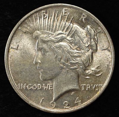 1924 PEACE DOLLAR. WEEKLY COIN & CURRENCY AUCTIONS ESTIMATE $90 - $130.