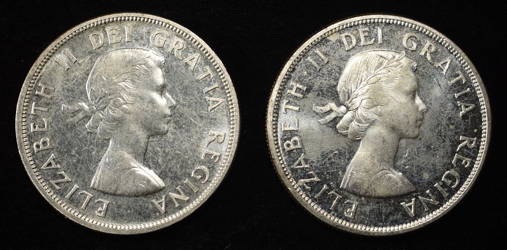 (2) 80% SILVER CANADIAN DOLLARS. CHECK OUT OUR UPCOMING AUCTIONS ESTIMATE $130 - $180.