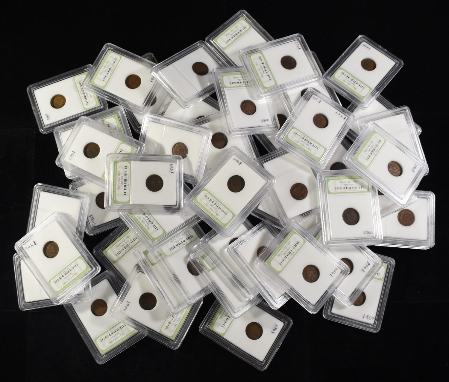 (50) INDIAN CENTS IN CASES
