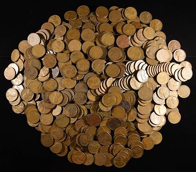 (500) WHEAT CENTS: MIXED DATES. BID WITH SILVER CITY AUCTIONS ESTIMATE $80 - $100.