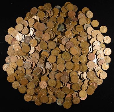(500) 40'S & 50'S WHEAT CENTS. BID WITH SILVER CITY AUCTIONS ESTIMATE $90 - $110.