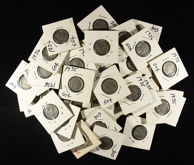 (20) 1935 & (20) 1936 BUFFALO NICKELS. WEEKLY COIN & CURRENCY AUCTIONS ESTIMATE $60 - $80.
