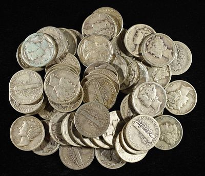(50) MERCURY DIMES. TOP RATED AUCTION HOUSE ESTIMATE $440 - $490.