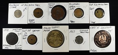 MEDALS & TOKENS COLLECTORS LOT. INCLUDING (1) STATE OF LOUISIANA MEDAL, (1) FRENCH PHONE TOKEN 