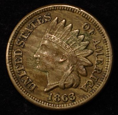 1863 INDIAN CENT AU. WEEKLY COIN & CURRENCY AUCTIONS ESTIMATE $100 - $150.