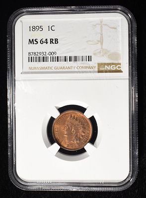 1895 INDIAN CENT NGC MS64RB. WEEKLY COIN & CURRENCY AUCTIONS ESTIMATE $230 - $280.