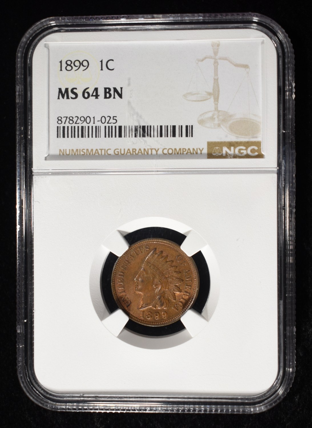 1899 INDIAN CENT NGC MS64BN