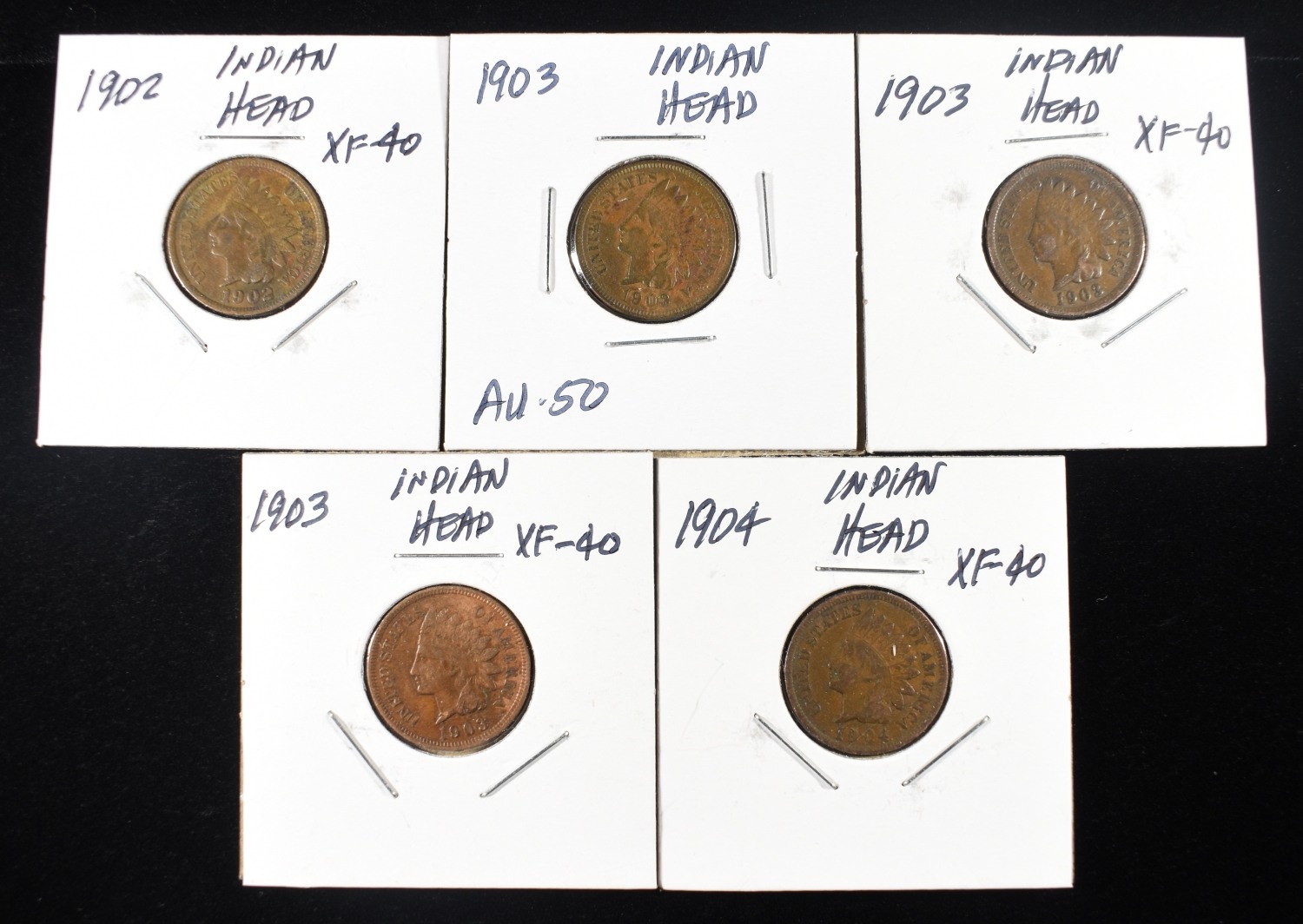 (5) INDIAN CENTS