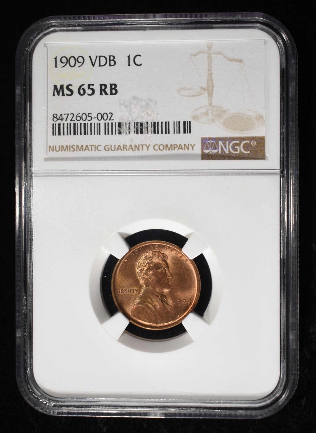 1909 VDB WHEAT CENT NGC MS65RB