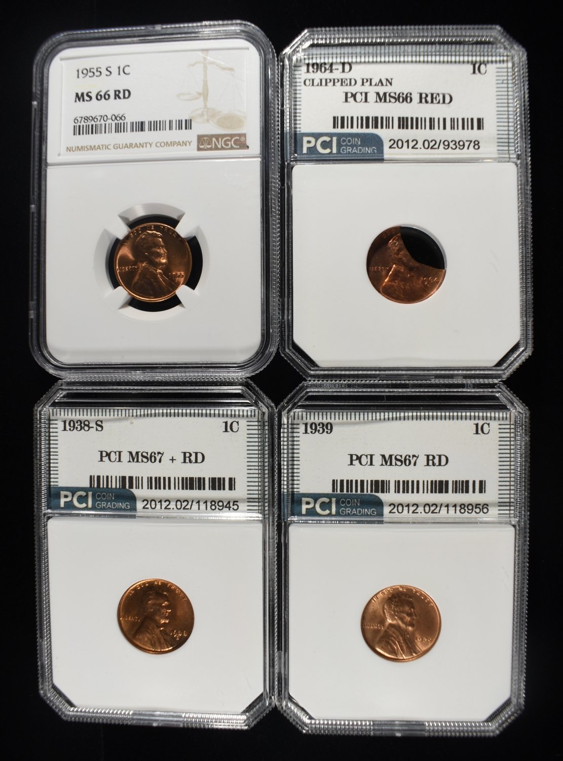 (4) GRADED LINCOLN CENTS