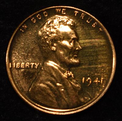 1941 LINCOLN CENT GEM PROOF RED. LEADERS IN ON-LINE AUCTIONS ESTIMATE $130 - $150.