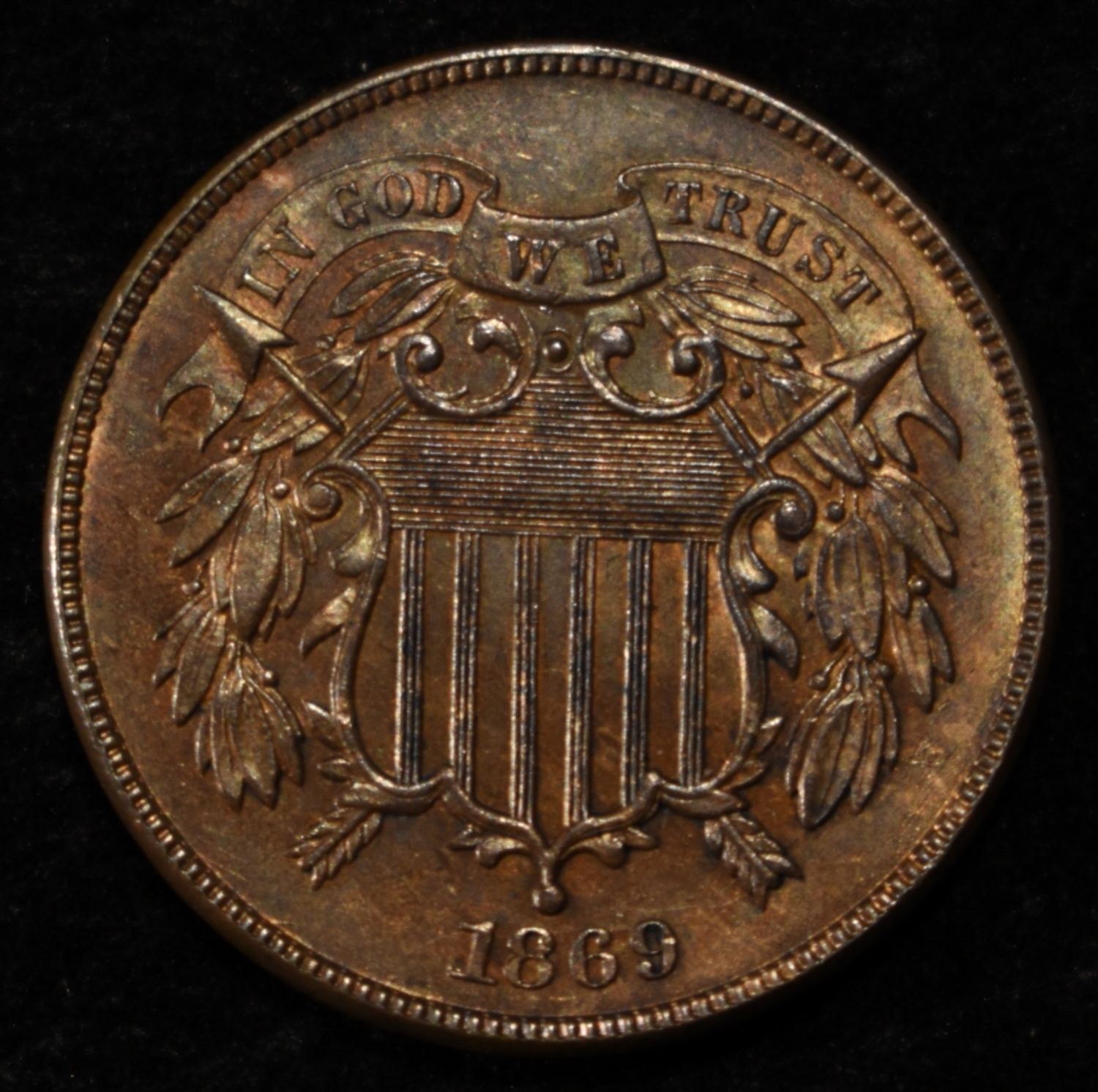 1869 2 CENT PIECE BU BN