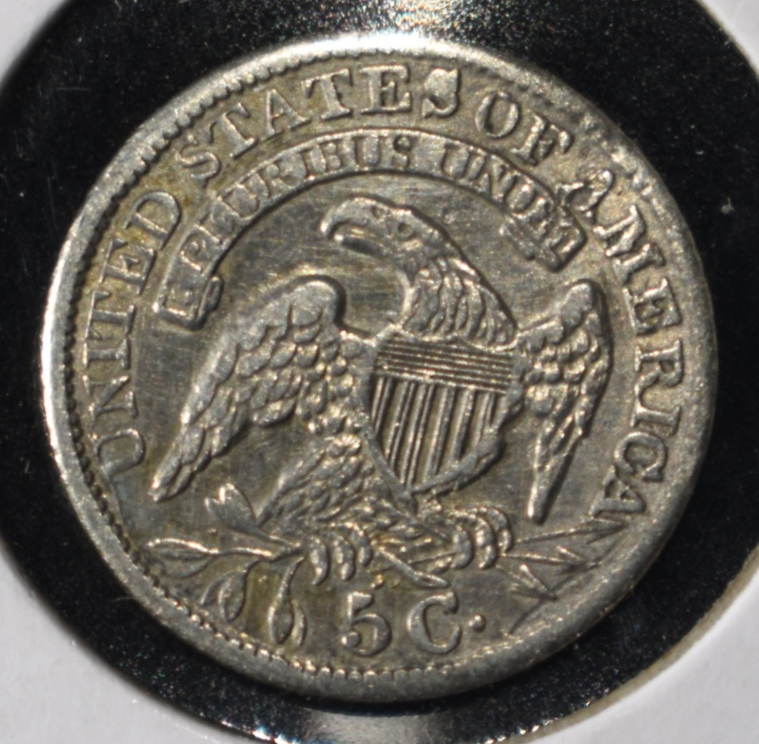 1834 CAPPED BUST HALF DIME CLND. AU
