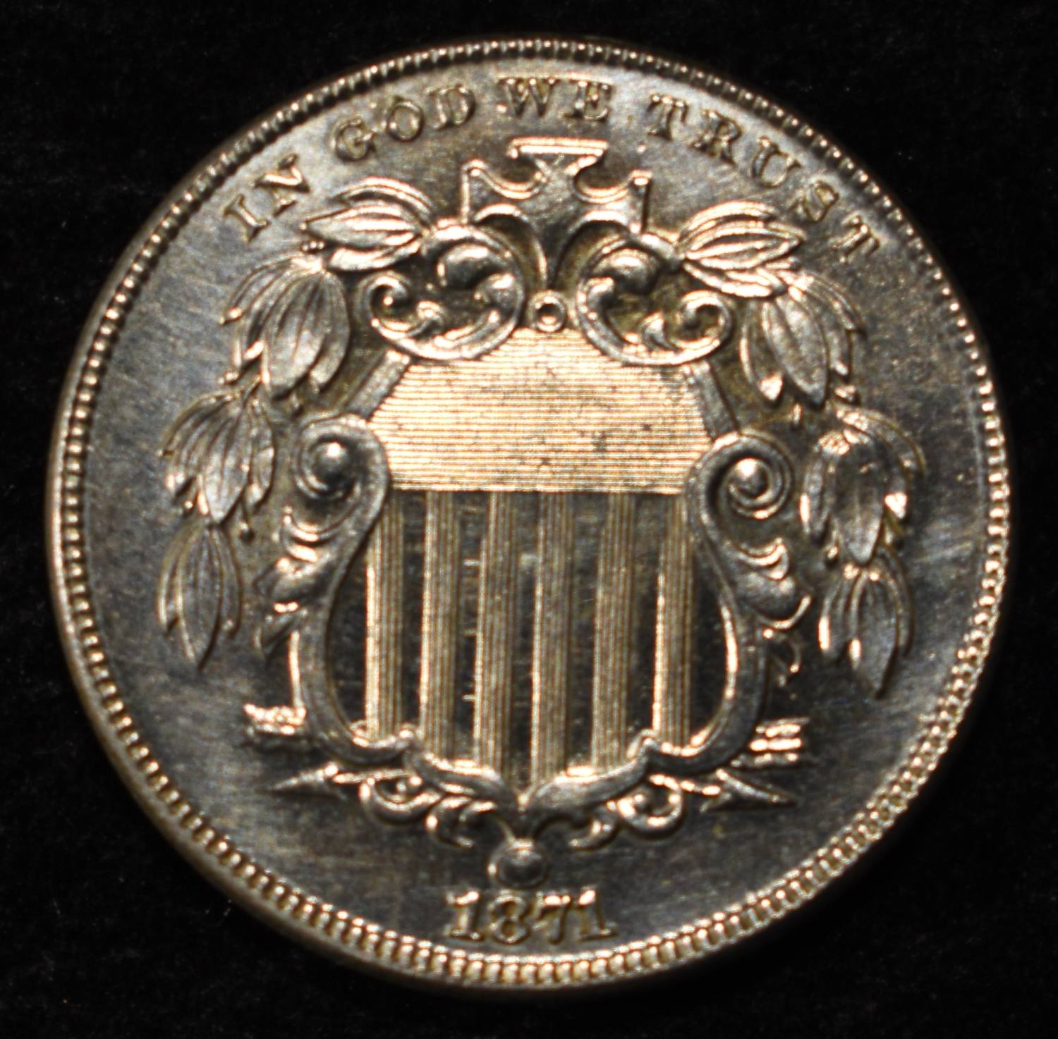 1871 SHIELD NICKEL GEM PROOF