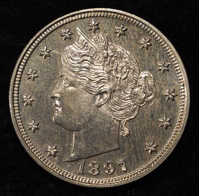 1897 LIBERTY 'V' NICKEL GEM PROOF. CHECK OUT OUR UPCOMING AUCTIONS ESTIMATE $500 - $600.
