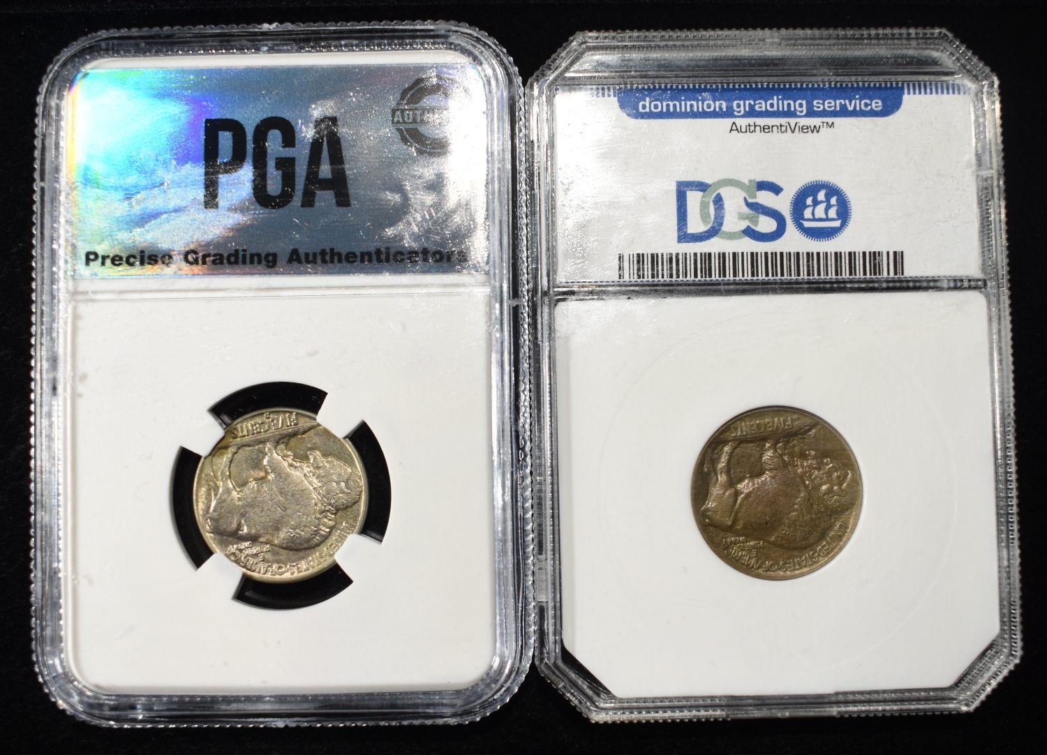 (2) GRADED BUFFALO NICKELS