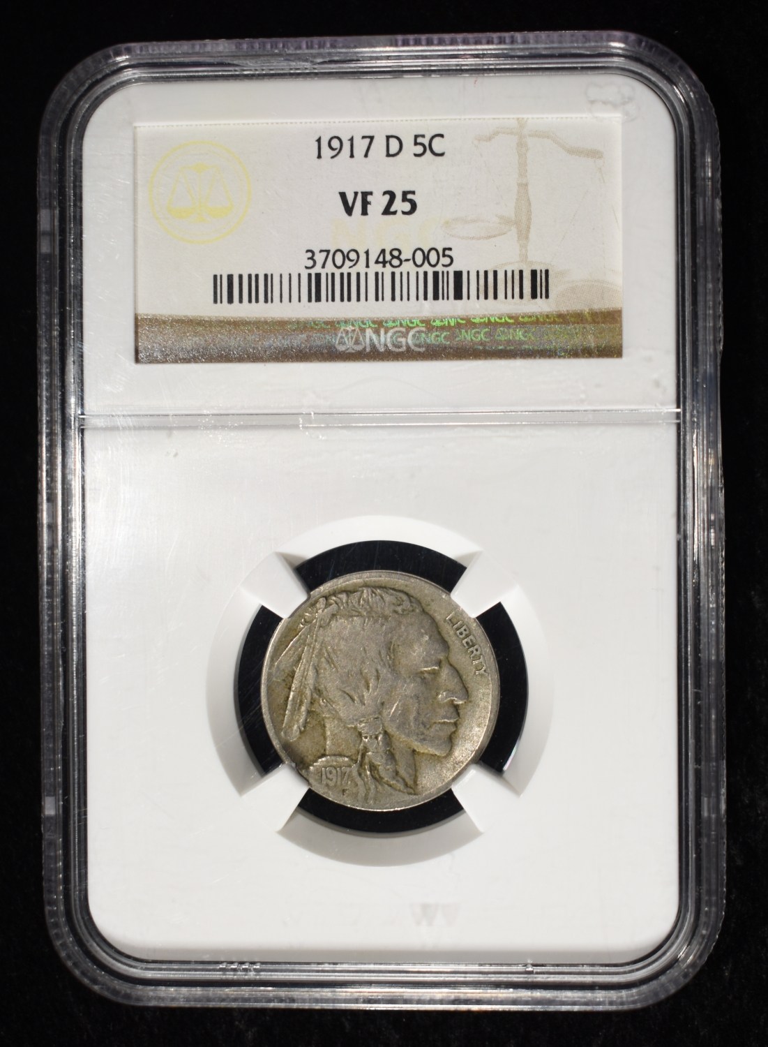 1917-D BUFFALO NICKEL NGC VF25