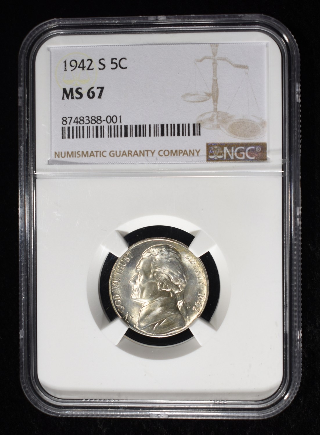 1942-S WAR NICKEL NGC MS67