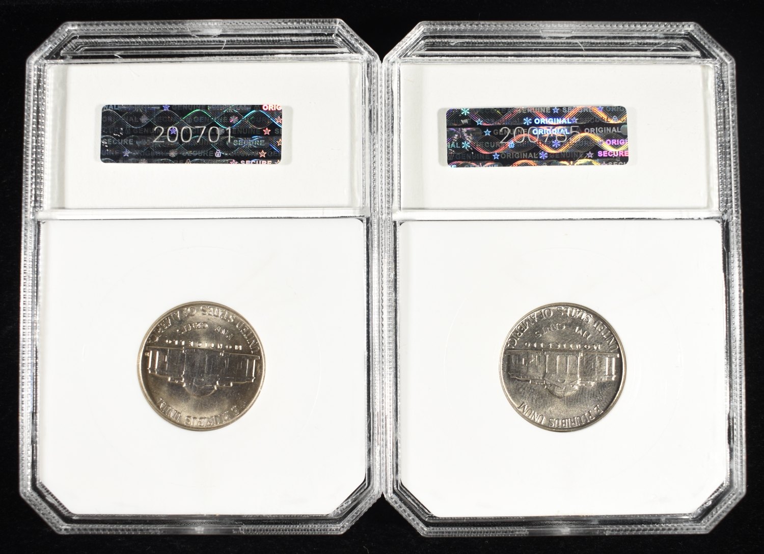 1952-D & 56 JEFFERSON NICKELS PCI SUPERB GEM BU FS