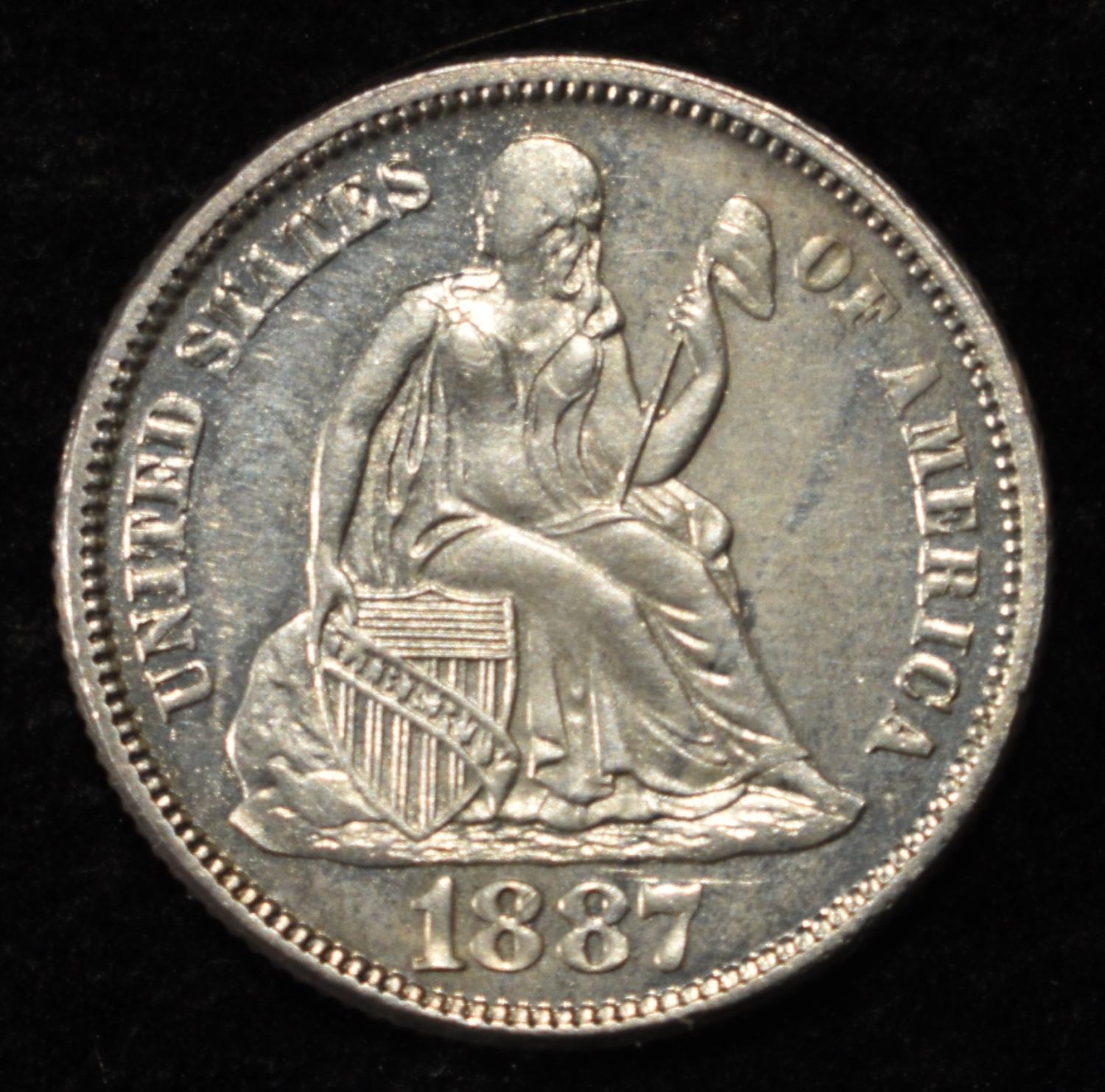 1887 SEATED LIBERTY DIME GEM PROOF