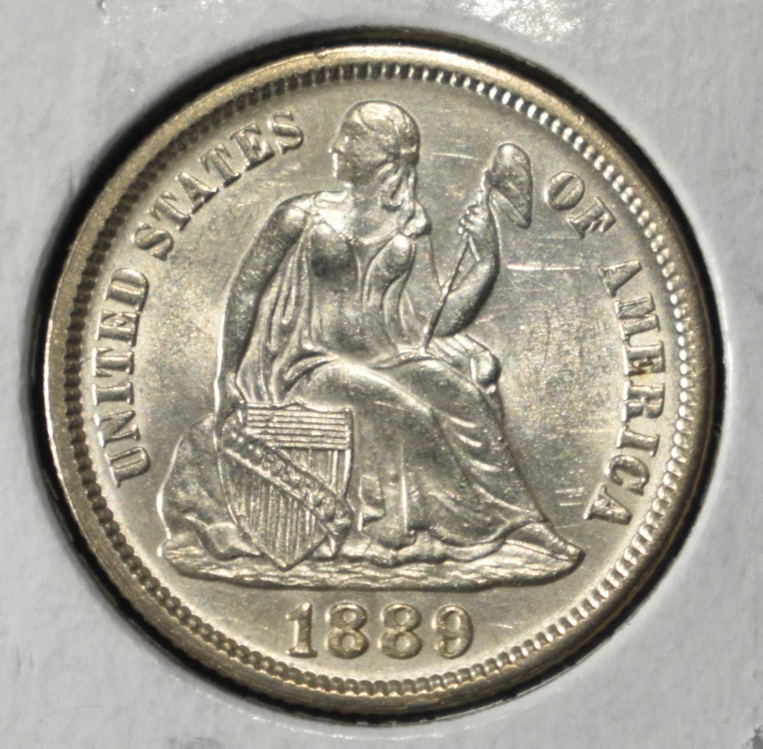 1889 LIBERTY SEATED DIME CH BU