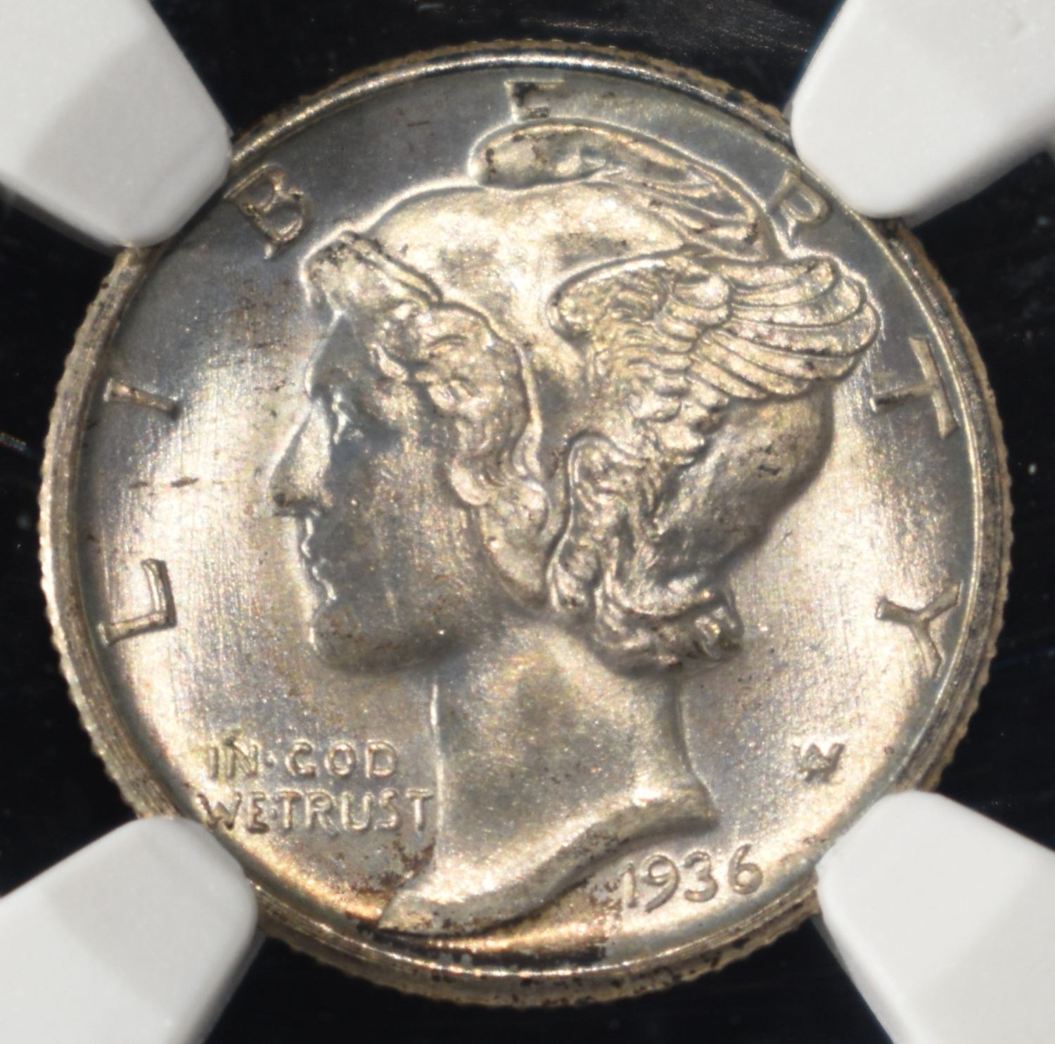 1936-D MERCURY DIME NGC MS65 FB