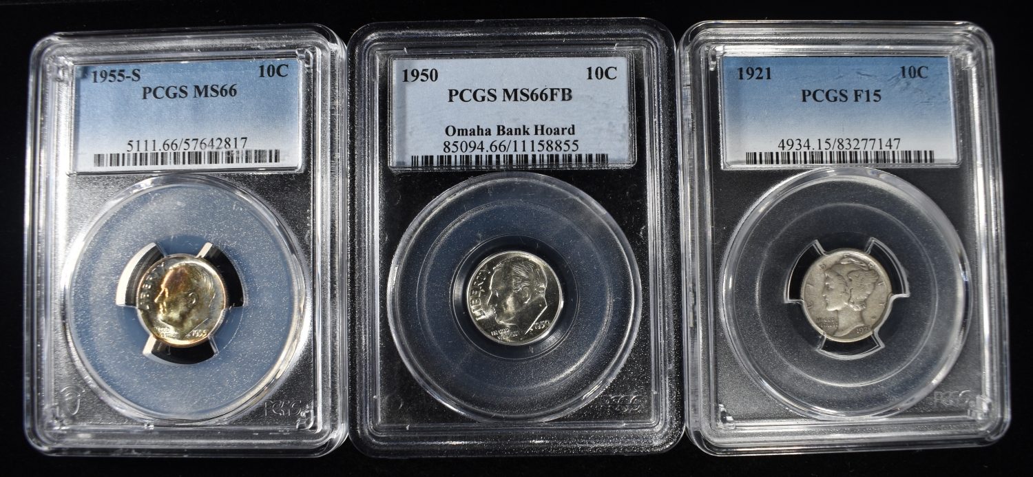 (3) PCGS GRADED DIMES