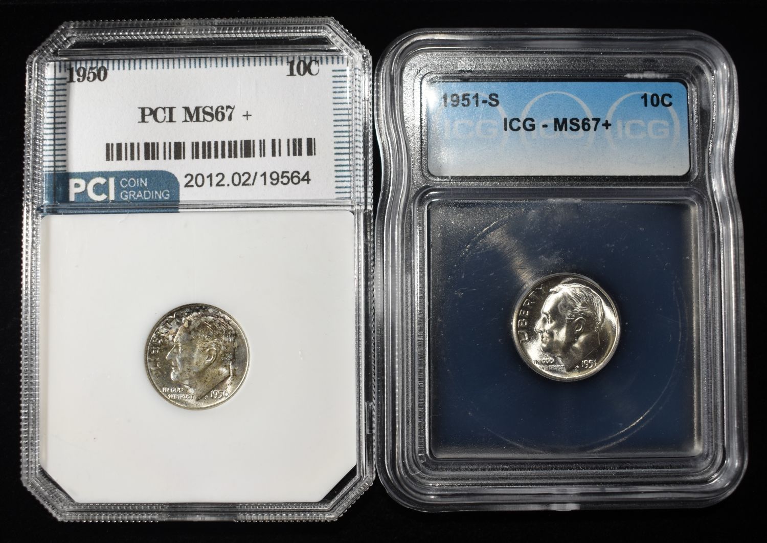 (2) GRADED ROOSEVELT DIMES