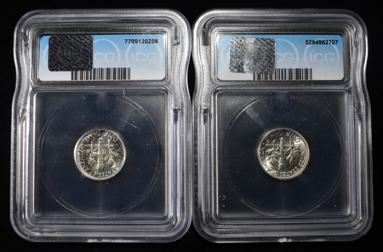 1955-S & 1954-D ROOSEVELT DIMES ICG MS67