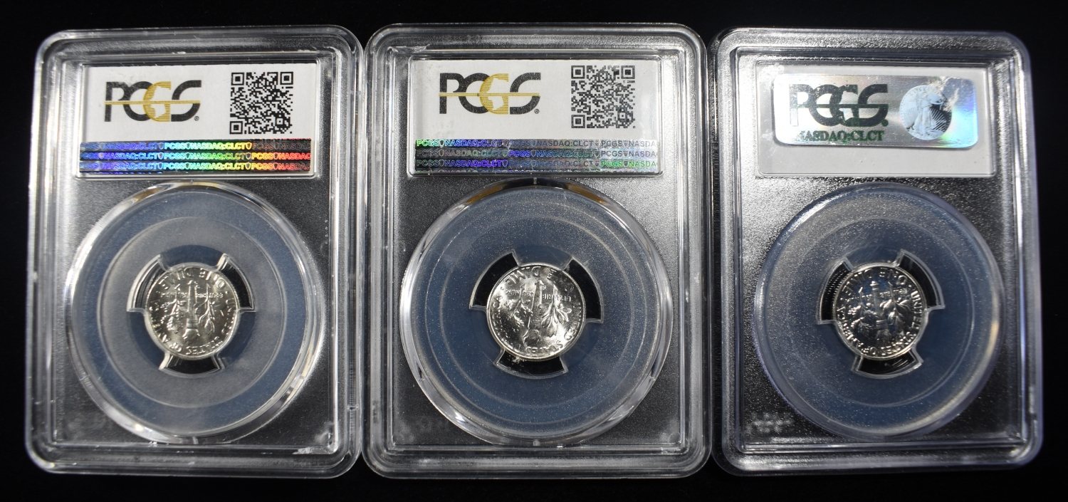 1954-D&S & 1961 ROOSEVELT DIMES PCGS MS65-67